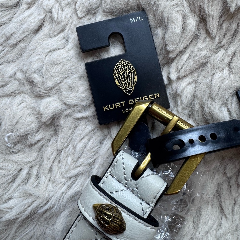 Kurt Geiger White Belt with Gold Buckle M- L